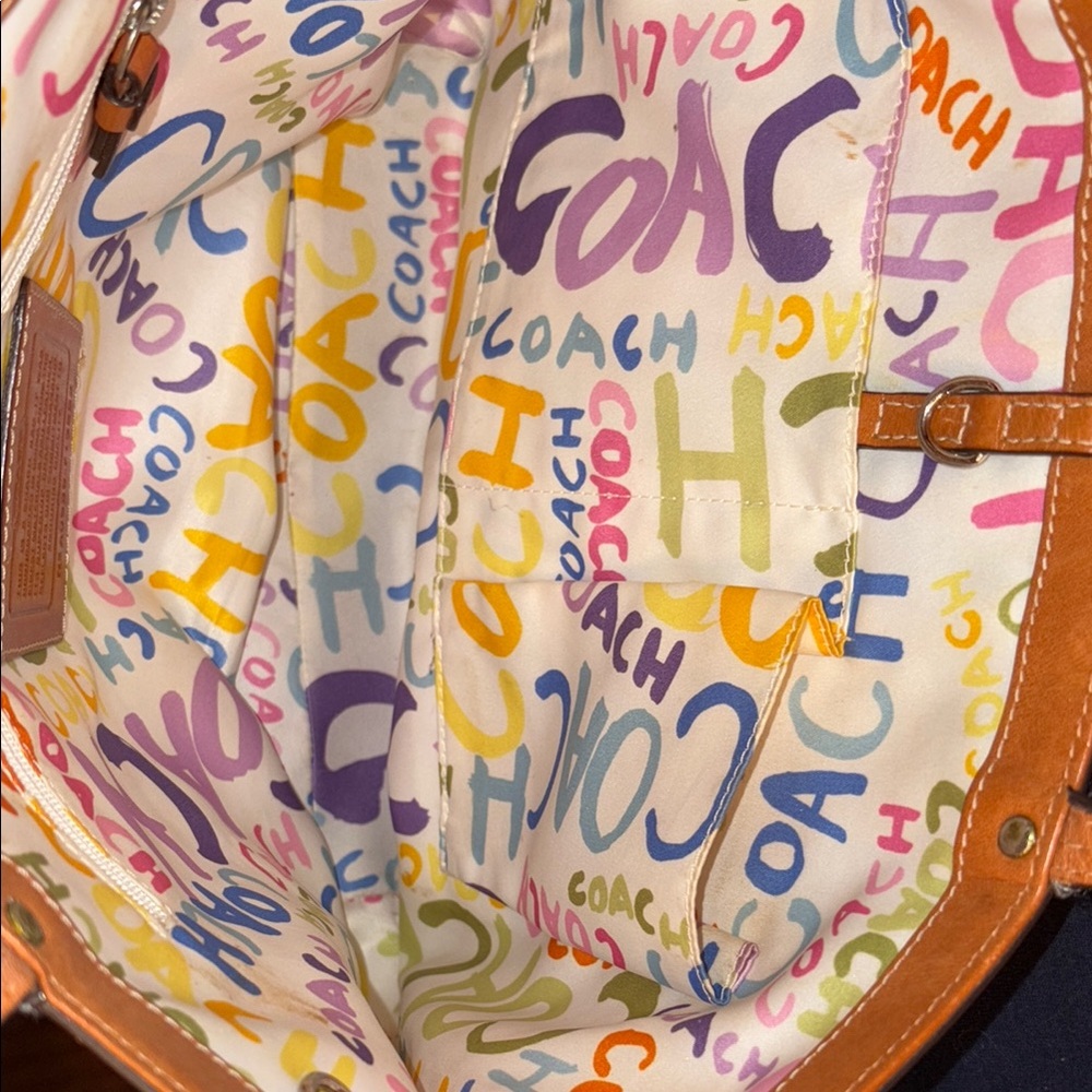 Coach Vibrant Pink and Yellow Tote - Picture 5 of 7